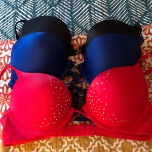 Victoria’s Secret Bombshell and Very Sexy Push-Up Bras. All size 32A